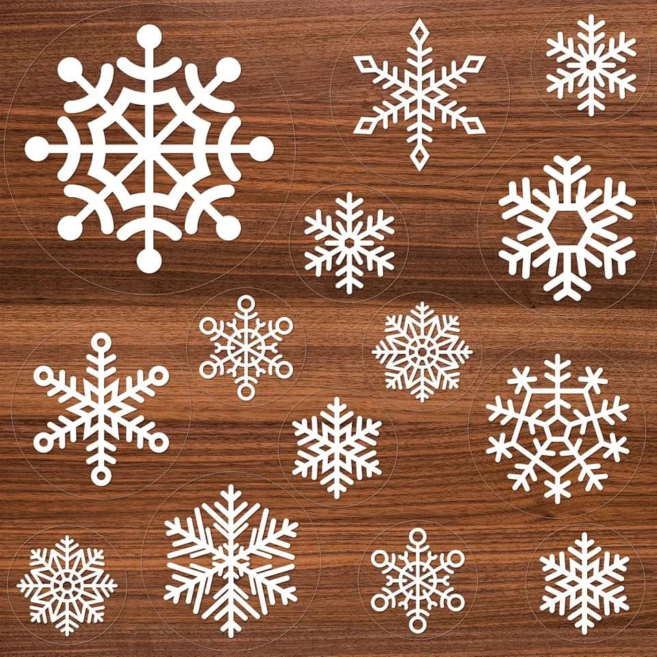 Outus 30 Pcs Christmas Snowflake Floor Decals 6" 8" 11" Large Assorted Size White Snowflake Floor Stickers Removable Window Clings Wall Decal for Winter Holiday Xmas Party Supply Decorations