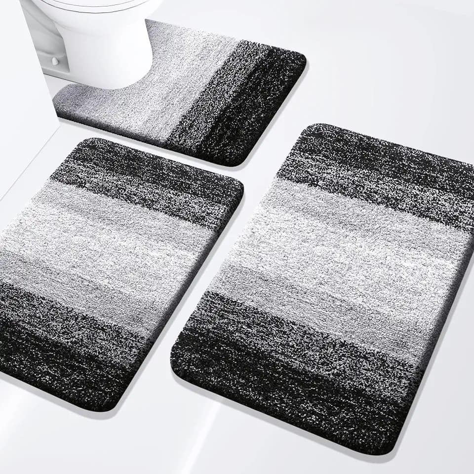 Arotive Microfiber U-Shaped Bathroom Rugs Sets 3 Piece, 24x16+30x20+24x20