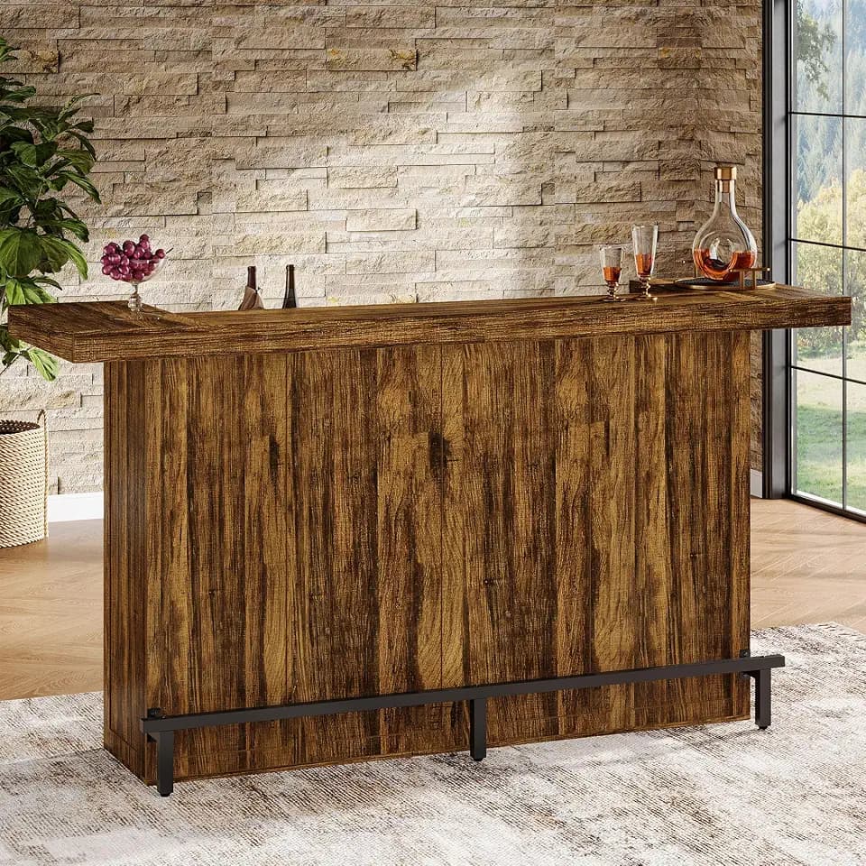 Tribesigns 4-Tier Bar Table, 70.9-Inch Large Home Bar Unit, Brown