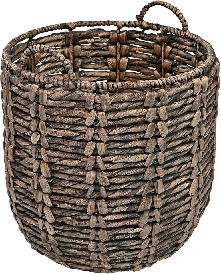happimess Laurel Hand-Woven Abaca Storage Basket 19", Brown