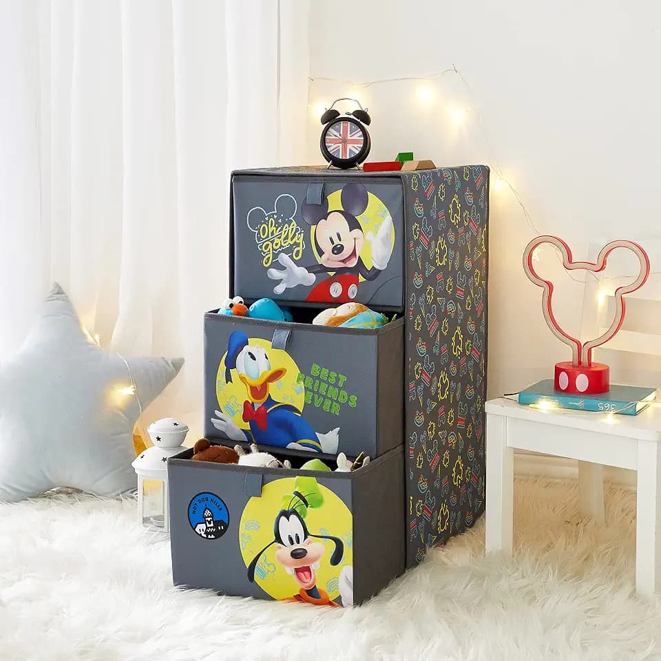 Disney Mickey Mouse 3 Drawer Soft Storage Unit with Poly Canvas Frame