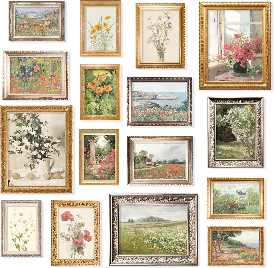 97 Decor Vintage Floral Wall Art, 16 Flower Prints, 8x10 Unframed
