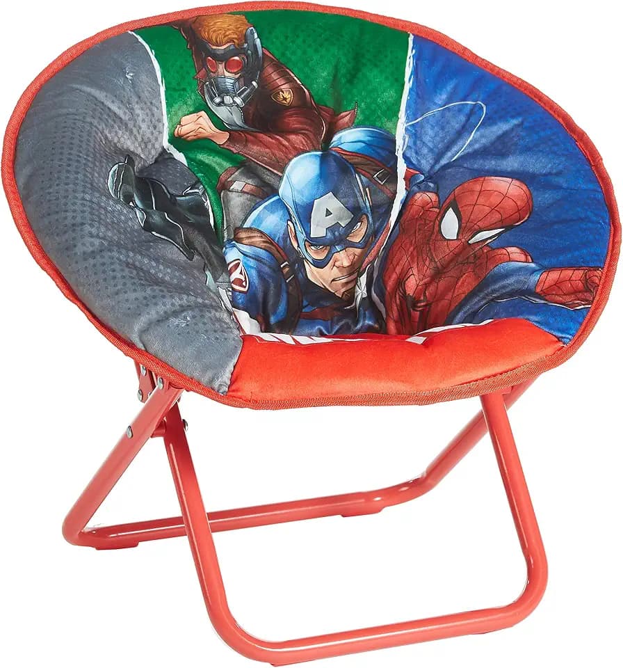 Avengers Toddler 19” Folding Saucer Chair with Cushion, Metal, Ages 3+