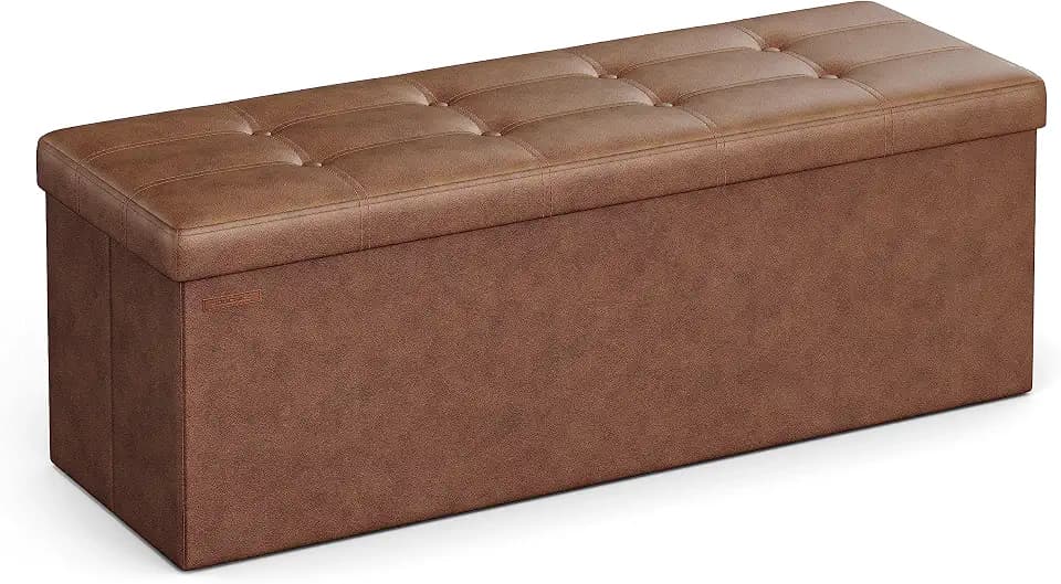 SONGMICS Storage Ottoman Bench, 43.3 Inches Folding Foot Rest Stool