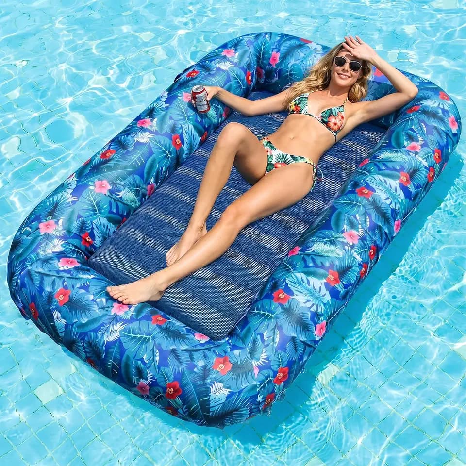 FindUWill Oversized Pool Float Lounger for Adults - 72" Extra Large Heavy Duty Pool Floats, Soft Fabric Covered Pool Rafts for Backyard, Lake & Beach