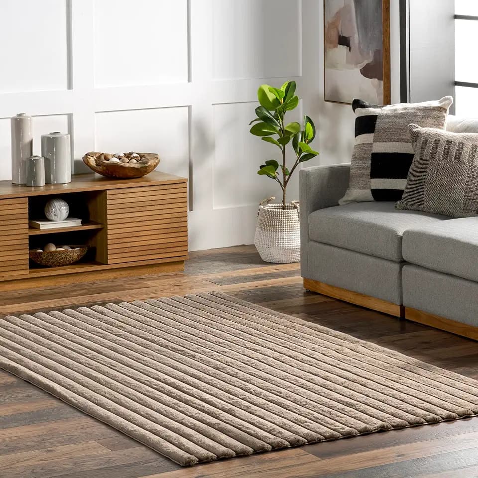 Nuloom SuperiorWash Collection Kai Taupe, 3'9" x 6', Fluffy and Cozy, High Traffic, Stain Resistant, Easy Clean, Durable Washable Area Rug for Bedroom, Living Room, Dining, Den, Foyer, Entryway