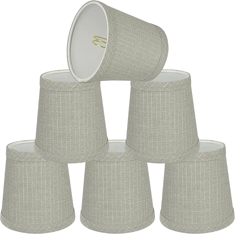 Aspen Creative 32721-6A Small Hardback Empire Shape Chandelier Clip-On Lamp Shade Set (6 Pack), Transitional Design in Grey, 4" bottom width (3" x 4" x 4")
