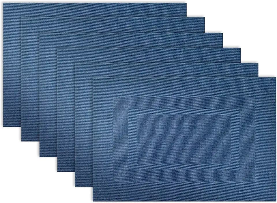 DII Vinyl Tabletop Collection, Placemat Set, 13x17.25, Nautical Blue, 6 Piece
