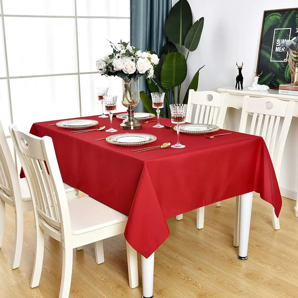 Red Rectangle Tablecloth Waterproof Table Cloth, 60 x 84 inch