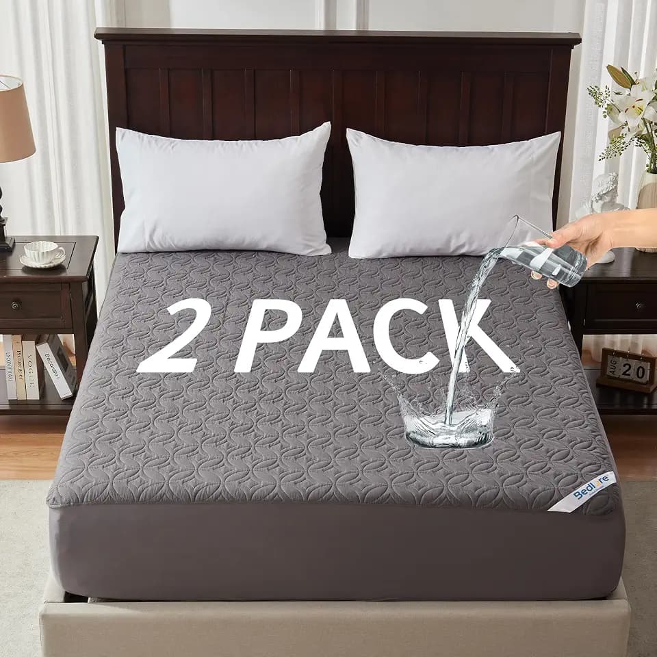 2 Pack Waterproof Mattress Protector Full Size, Deep Pocket Fit, Washable