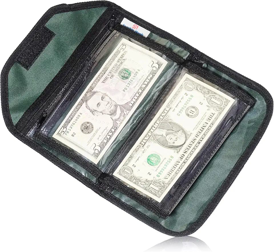 Multipack Pouch Organizer - 6 Zippered Money Envelopes for Cash Management and Budgeting (Green)