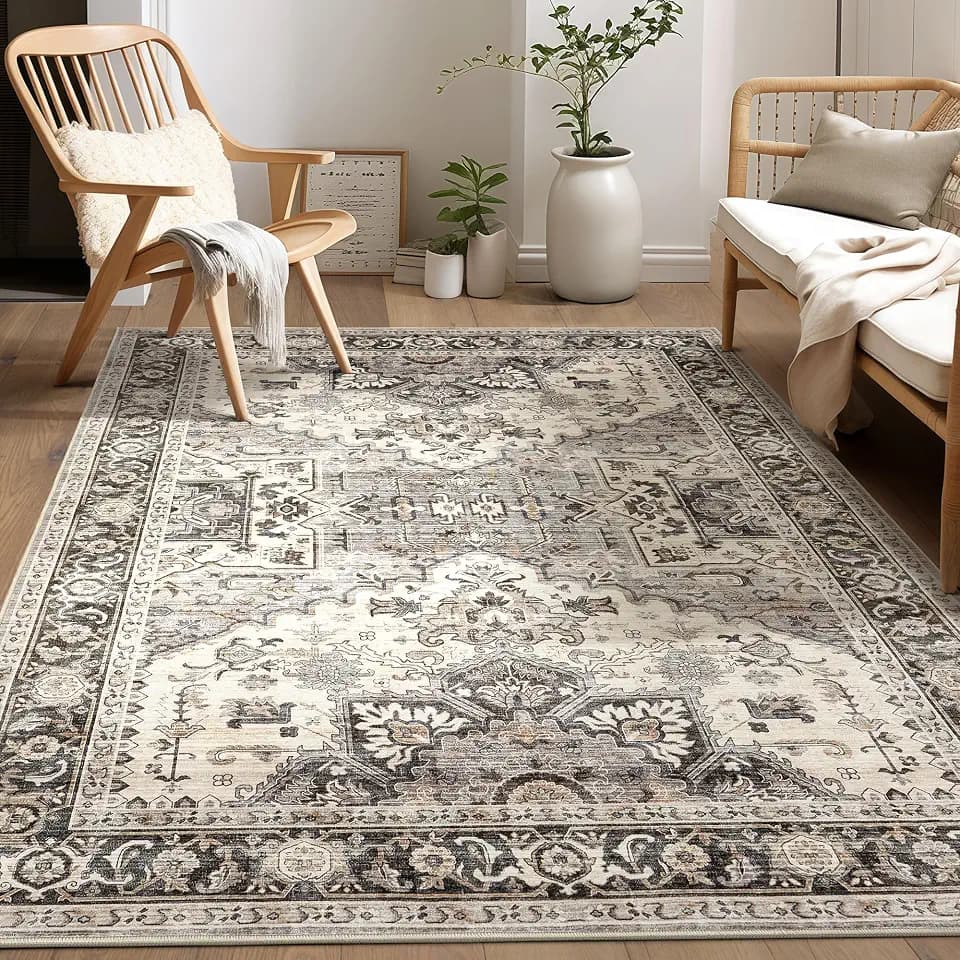 Vintage 6x9 Rugs for Living Room Washable Area Rug Brown