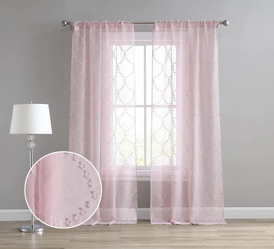Laura Ashley Ethel Window Curtains, 2 Panels, Each 38" W x 84" L, Pink