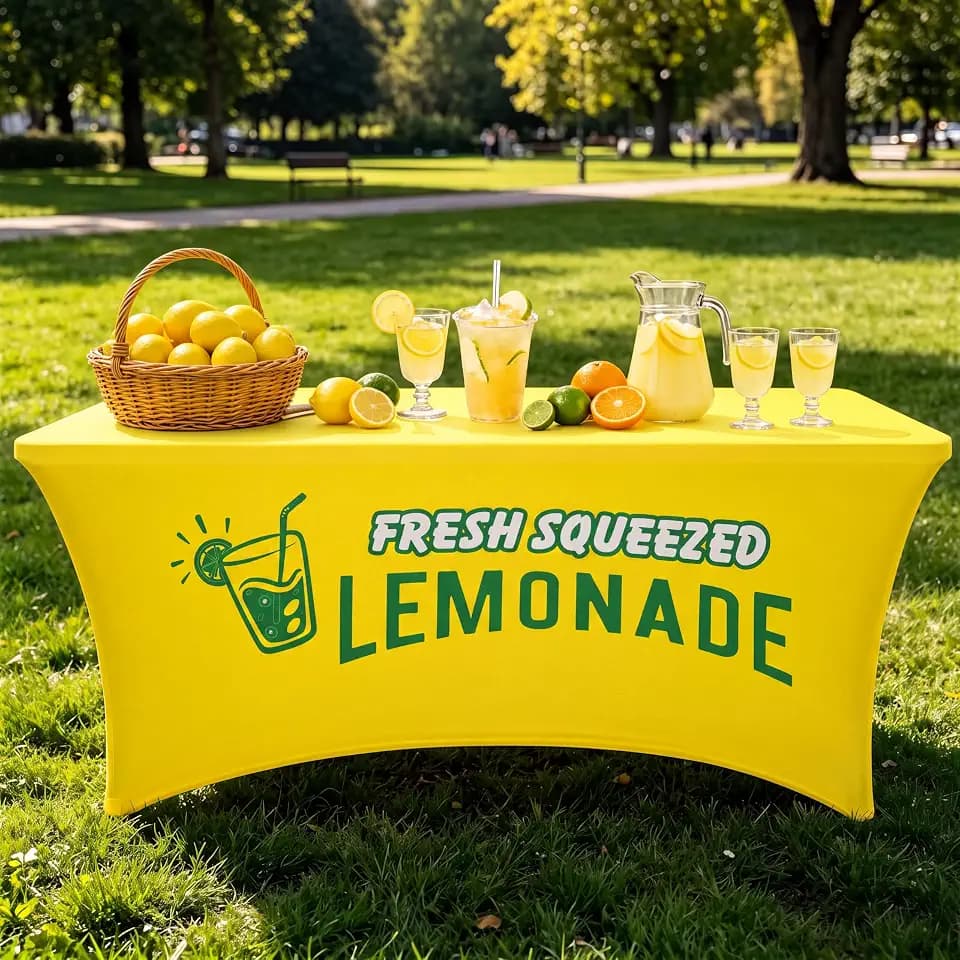 Oudain Lemonade Stand Supplies Tablecloth for Folding Tables,Yellow,6ft
