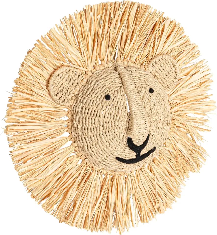 Creative Co-Op Savannah King Raffia Lion Wall Art, Natural