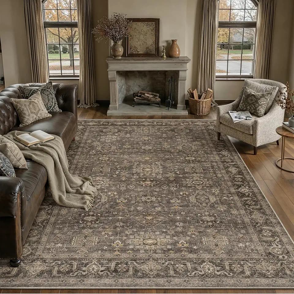 12x15 Dark Brown Vintage Area Rug