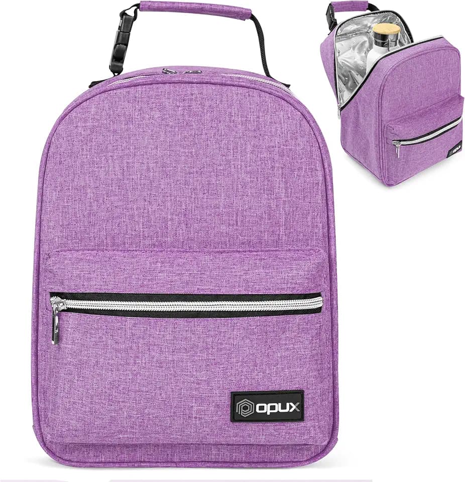 opux Insulated Lunch Box for Kids and Adults, Soft Lunch Bag, Purple