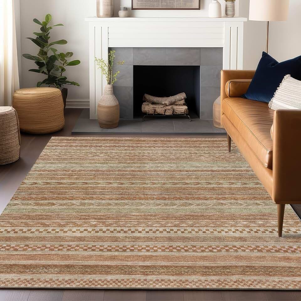 Addison Rugs Chantille ACN1625 Terracotta 9' x 12' Indoor/Outdoor, Machine Washable, Easy Clean, Non Shedding, Bedroom, Living Room, Dining Room, Kitchen, Patio Rug