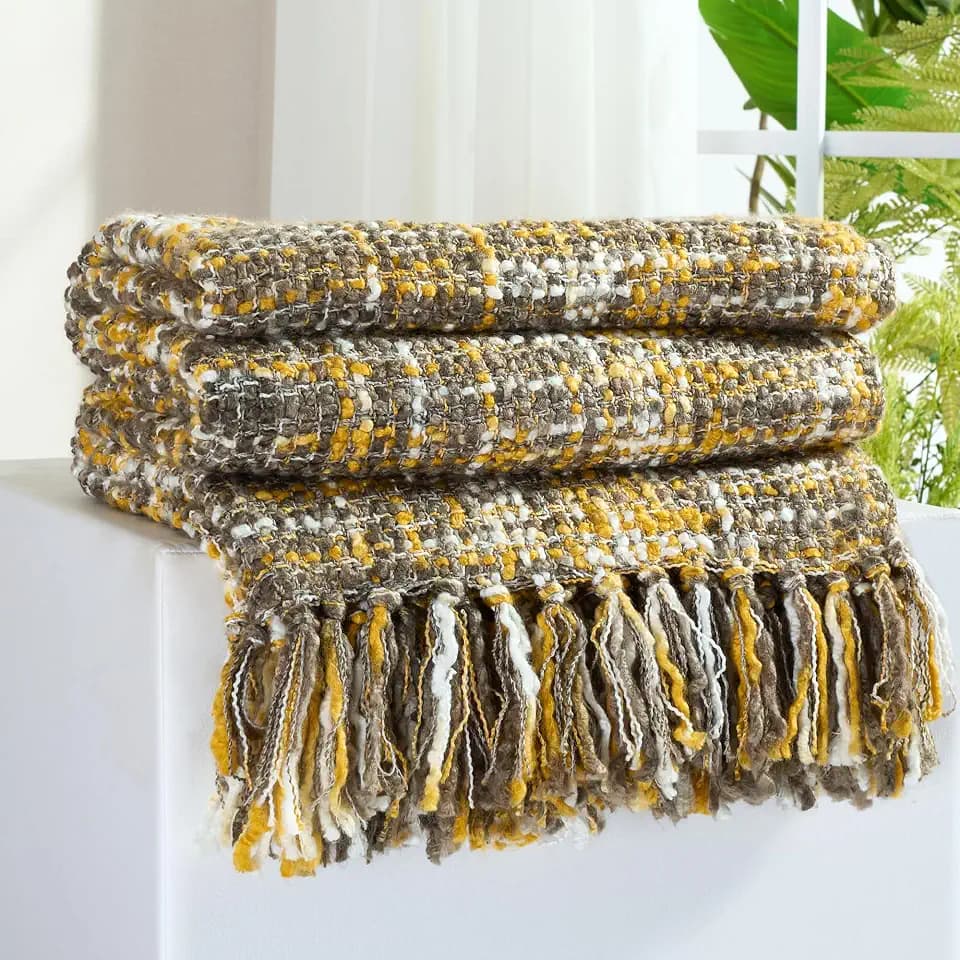 Multi-Color Cable Woven Throw Blanket for Couch - 50"X60"