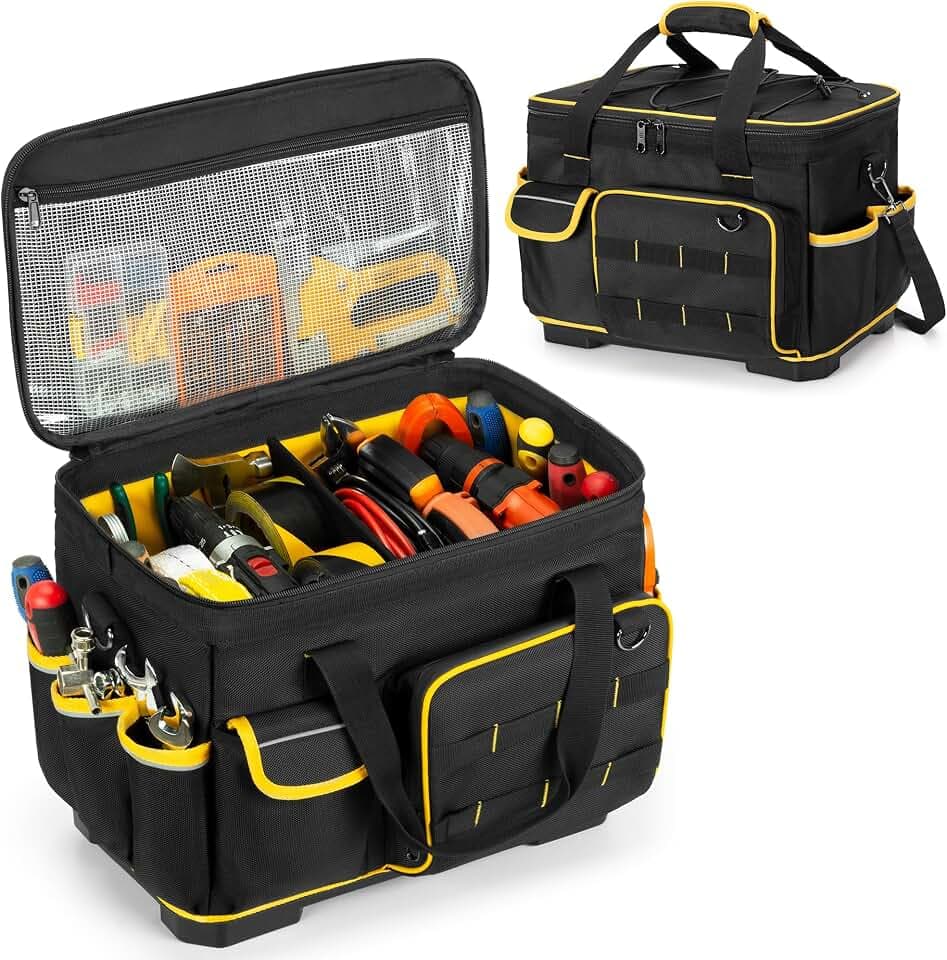 Marscamd 16-inch Tool Bag with Hard Bottom and a Detachable Divider