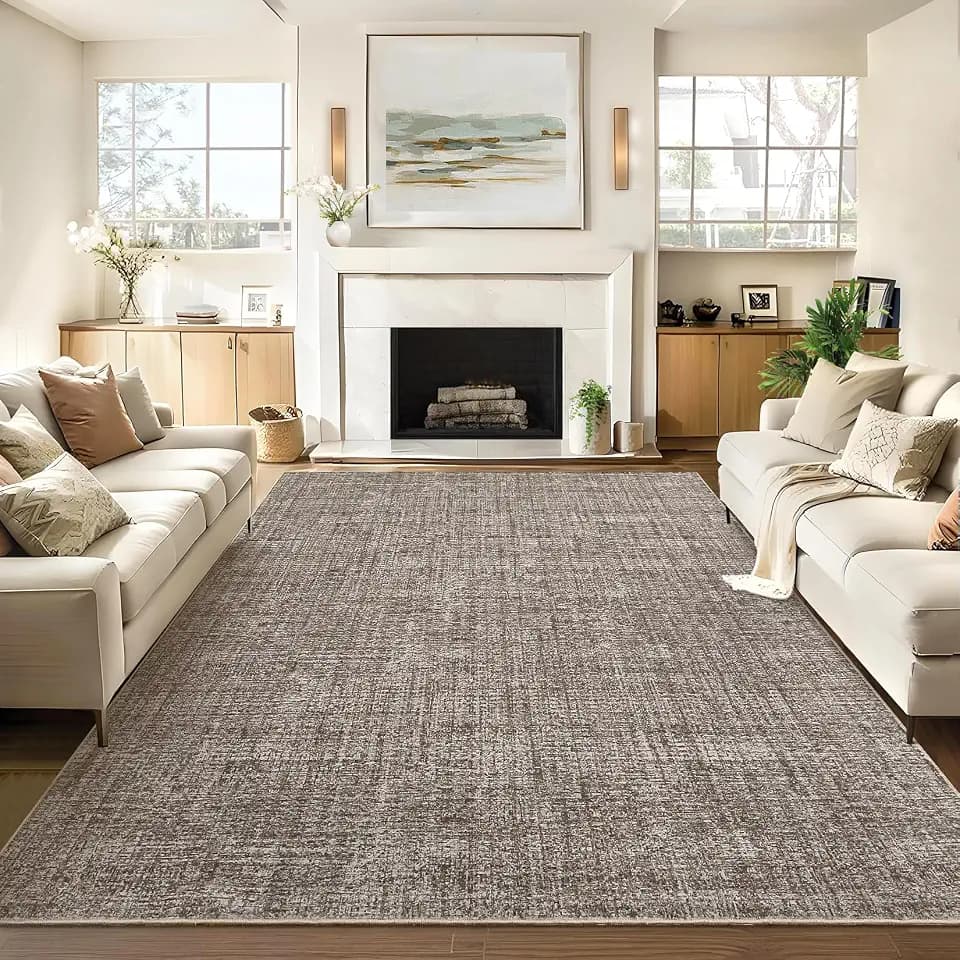 Garvee Modern Solid Area Rugs 9x12 Washable Rugs for Living Room Brown