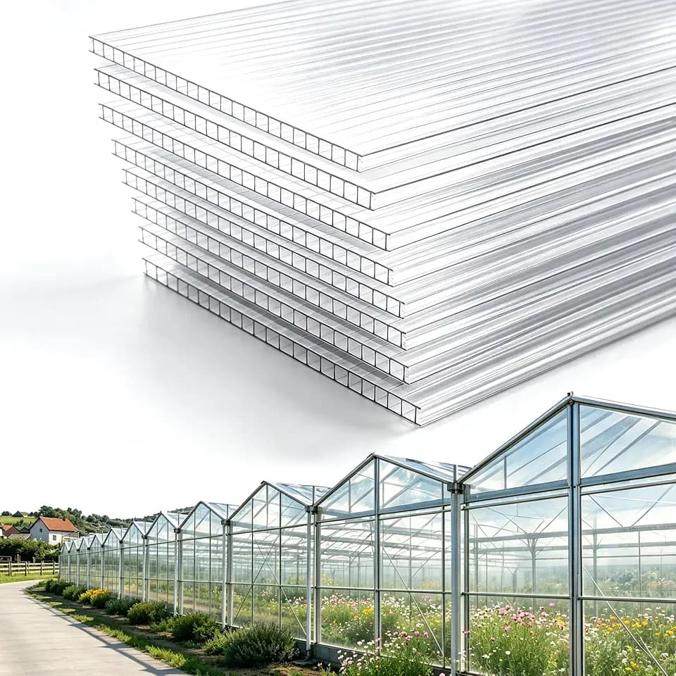 8 Pcs Greenhouse Panel, 6'FT x 2'FT x 0.24"IN Twin-Wall Polycarbonate Sheet