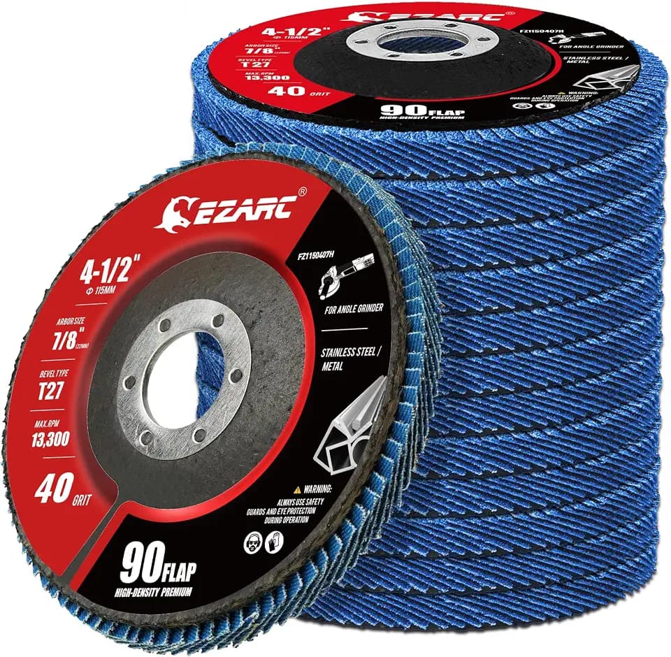 EZARC Zirconia Flap Discs 40 Grit High Density, 4.5x7/8", Type 27, 12-Pack