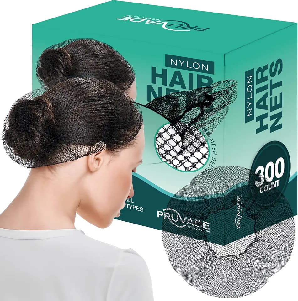 Nylon Hair Nets for Women & Men | 300 Pack | 24" Honeycomb Mesh Hair Net for Food Service, Medical & Industrial Use - Breathable & Sturdy for Bun Hair, Most Long & Short Hair - Latex Free