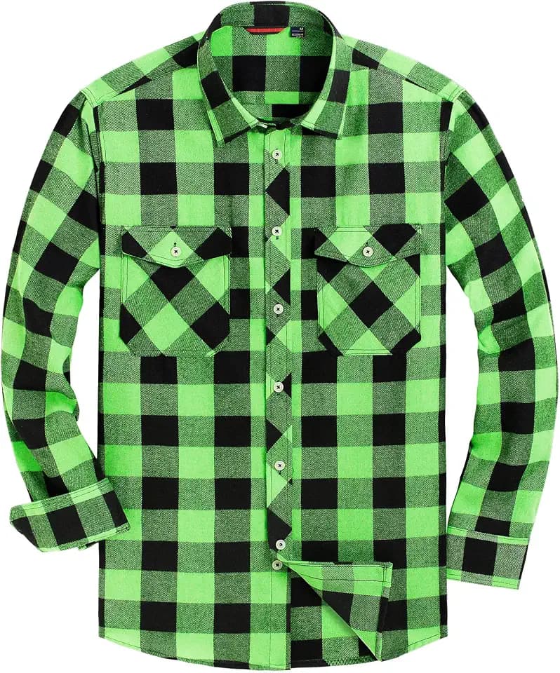 Alimens & Gentle Men's Button Down Regular Fit Long Sleeve Plaid Flannel Casual Shirts