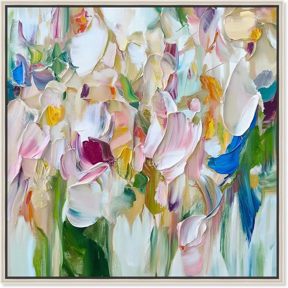 Art Remedy Bright Tropical Art Canvas, 16" x 16", Silver Frame, Hint of Mint III