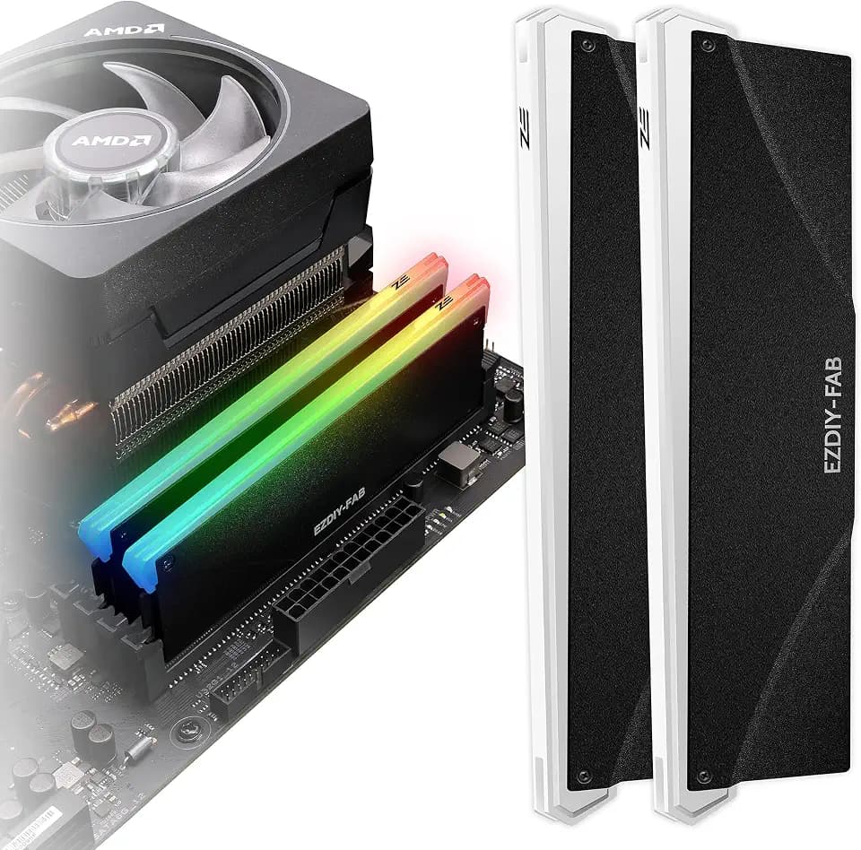 EZDIY-FAB 5 V ARGB RAM-Kühler DDR3 DDR4 (Aluminium) - 2 Stück (kompatibel mit Asus Aura Sync, GIGABYTE RGB Fusion und MSI Mystic Light Sync)