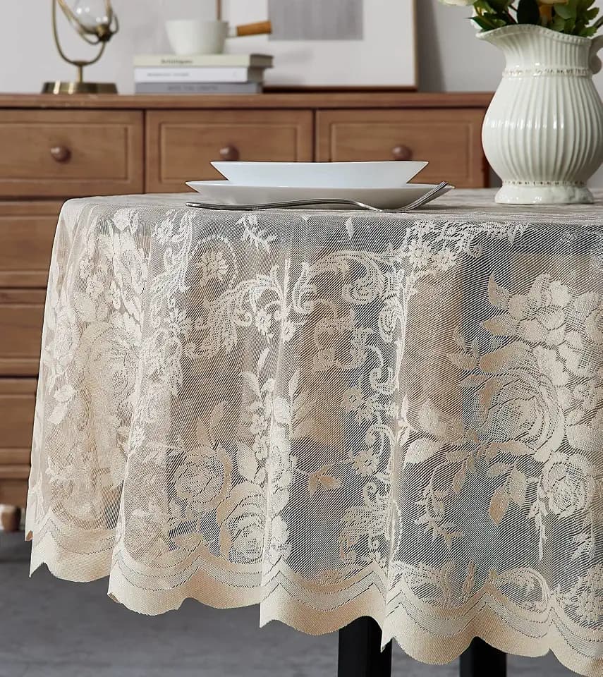 Warm Home Designs 60 x 84 Golden Oval Lace Tablecloth. LTC Linen Oval 84