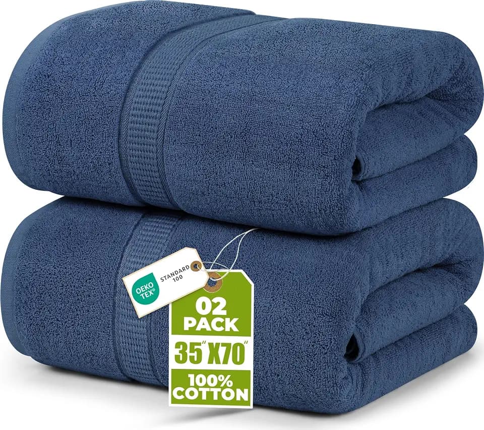 Utopia Towels Jumbo Bath Sheets, 2 Pack, 35x70 in, 600 GSM Cotton, Navy