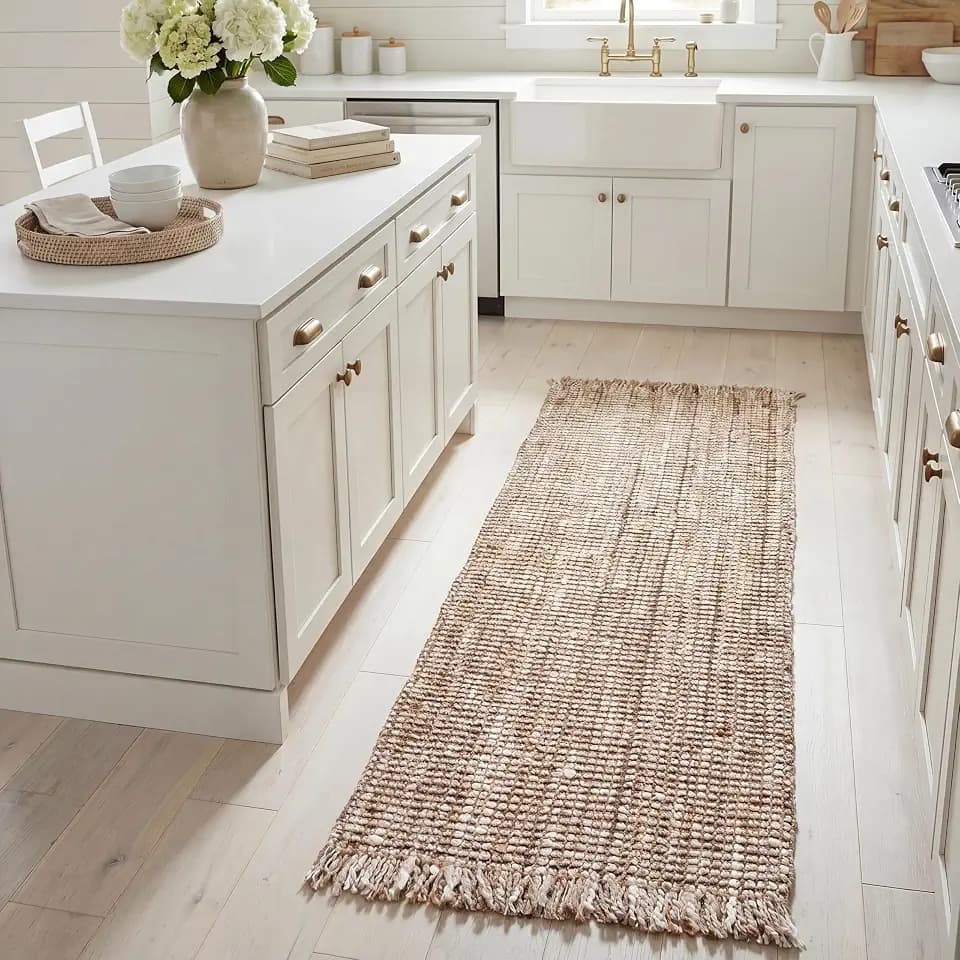 SAFAVIEH Natural Fiber Collection Runner Rug - 2'3" x 12', Grey & Beige, Handmade Woven Fringe Jute, Ideal for High Traffic Areas in Living Room, Bedroom (NF825F)