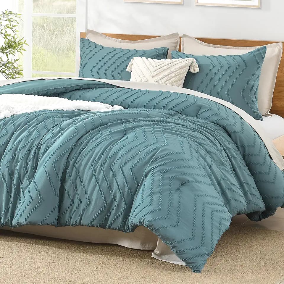 Litanika King Size Comforter Set, 3 Pcs Boho Tufted Bedding Set