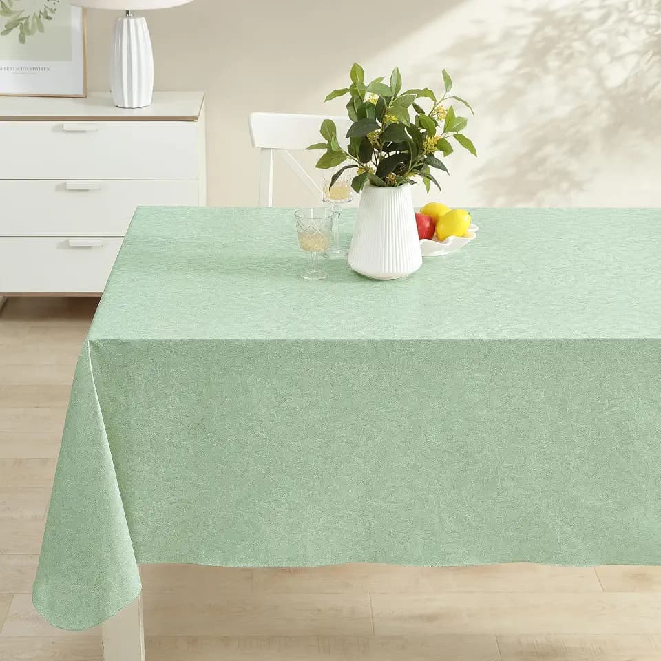 Newbridge Napa Leaf Sage Green Vinyl Flannel Backed Tablecloth, 52 x 70 Inch Rectangle, Hotel Quality Waterproof Indoor Outdoor Table Cover for Kitchen, Patio, Dining, BBQ