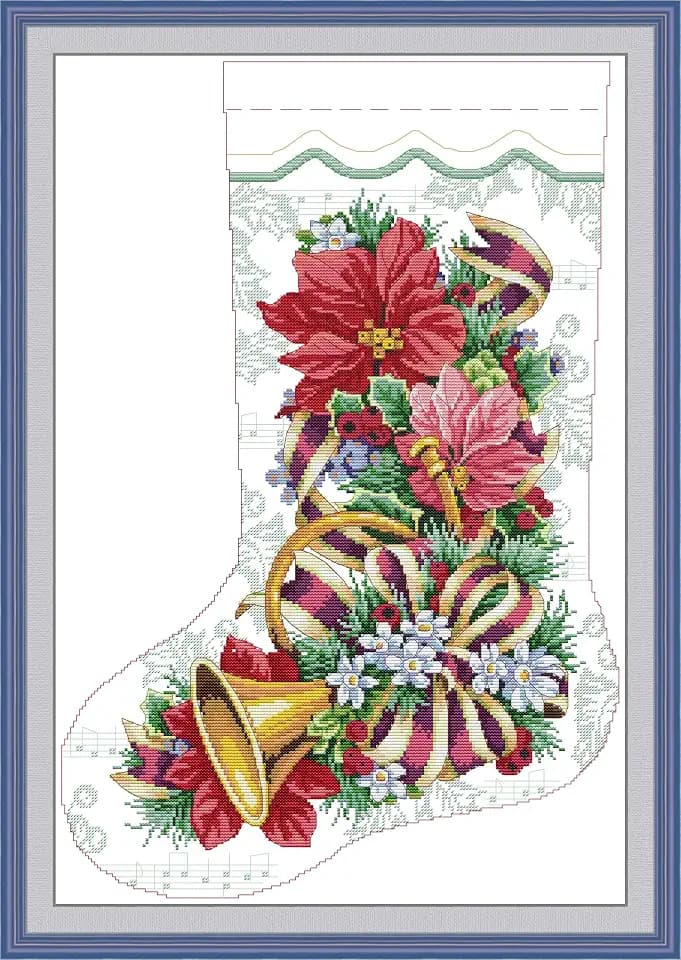 Howie's Needlepoint Cross Stitch Kits, 14CT Pre-Printed Pattern Needlepoint Kits, Full Range of Stamped Starter Kits (Christmas Stocking-Gabriel, 16.5 x 23.2 Inch)