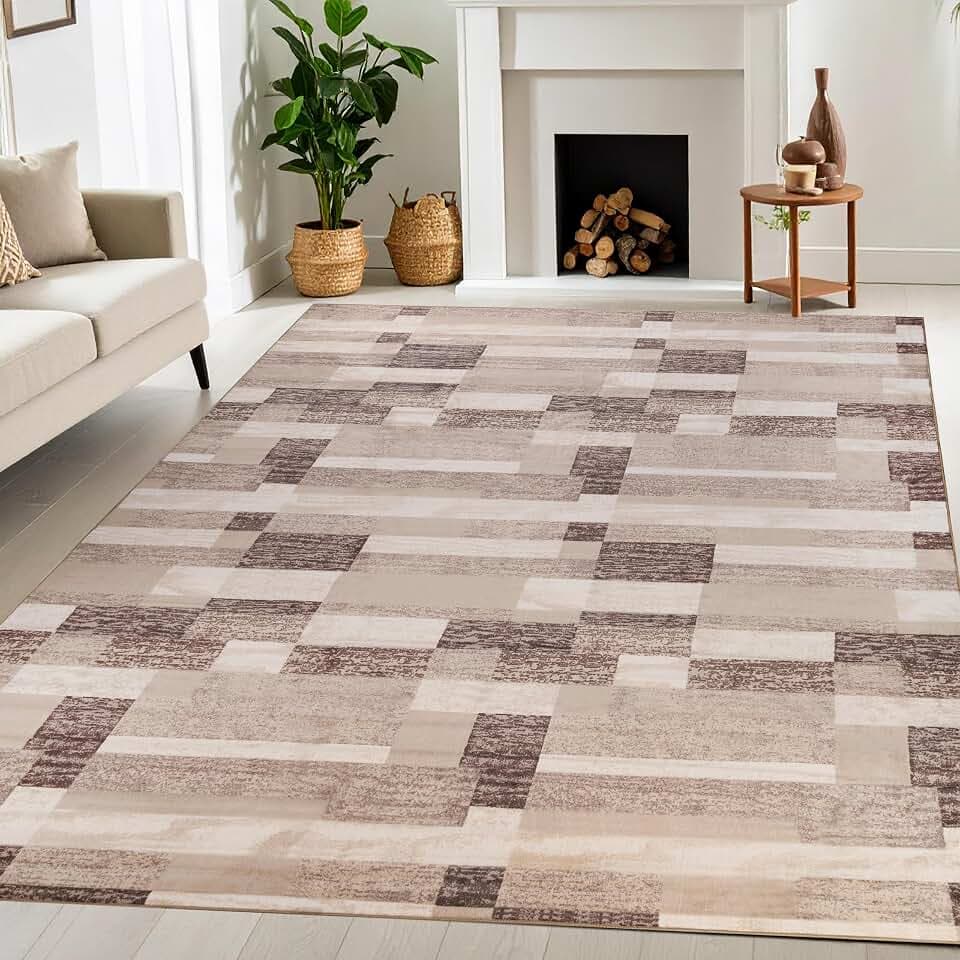 SUPERIOR Rockwood Modern Geometric Indoor Area Rug, 12'x15', Beige