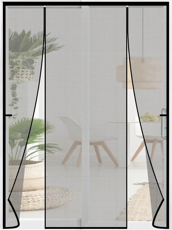 CHIYUNS Double Door Mesh Screen Magnetic Closure Heavy Duty for Sliding Door 80" x 96" Extra Long Magnet Bug Screens for French Doors, Self Closing Fiberglass Mosquito Net for Doorway, Keep Bugs Out