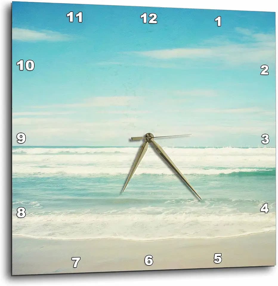 3dRose dpp_164479_2 Gentle Ocean Waves Beach Theme Art-Wall Clock, 13 by 13-Inch
