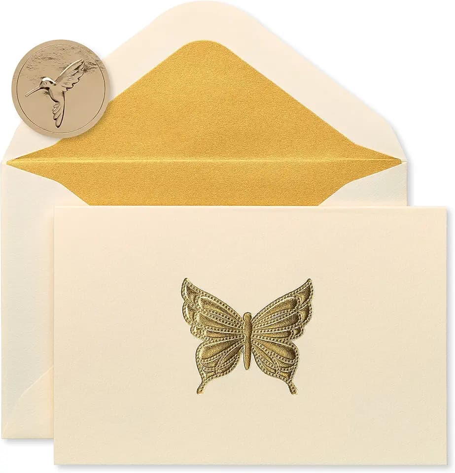 Papyrus Blank Cards with Envelopes, Gold Butterfly (14-Count)