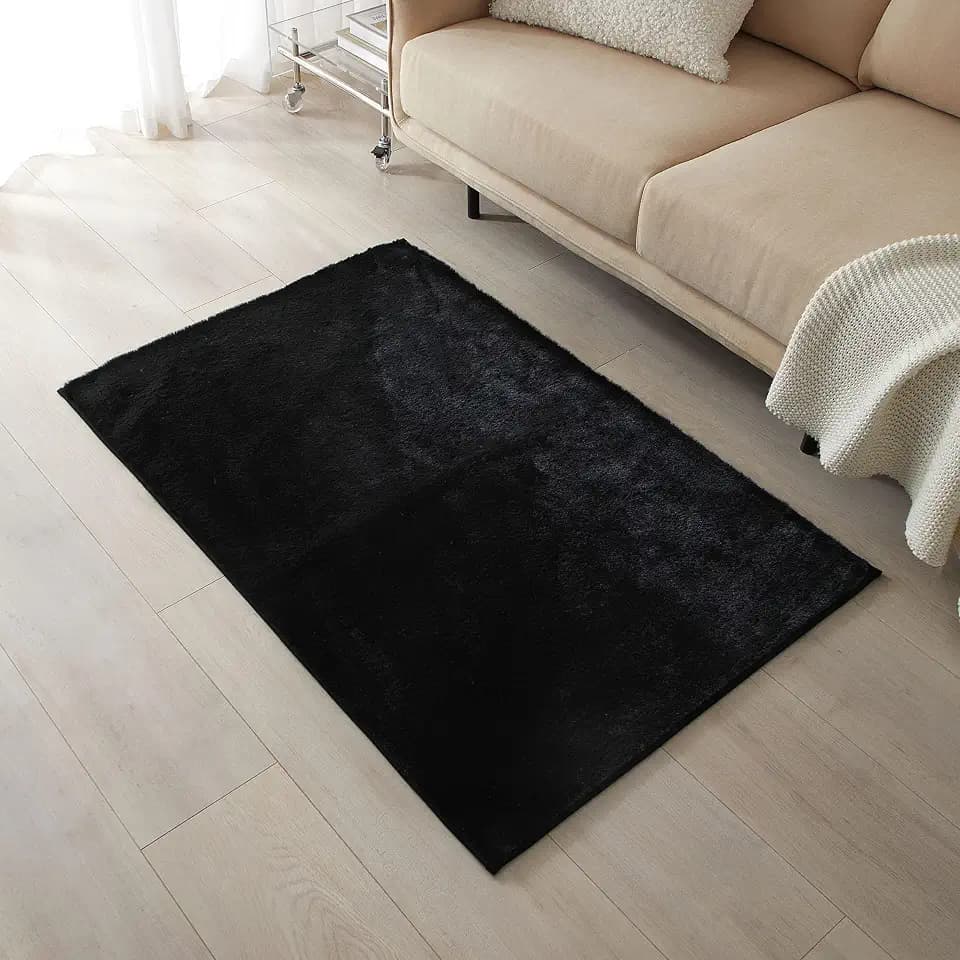 Stratford Park Ivory Rubbit Faux Fur Rug, 30" x 46 ", Super Soft Fluffy Area Rug for Living Room Bedroom, Solid Color Home Decor