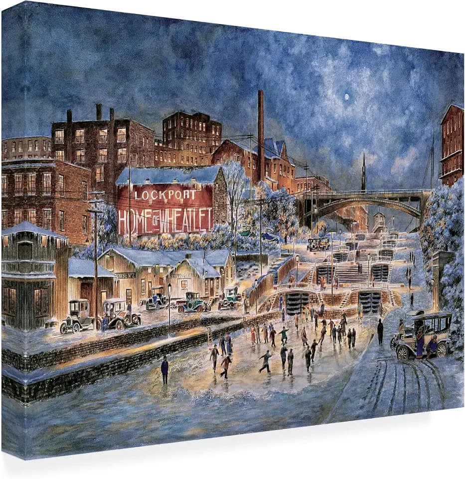 Wrapped Canvas Wall Art - Stanton Manolakas 'The Skating Party Lockport Ny Ca 1905' Wall Art for Living Room, Bedroom, or Office Décor - 18x24