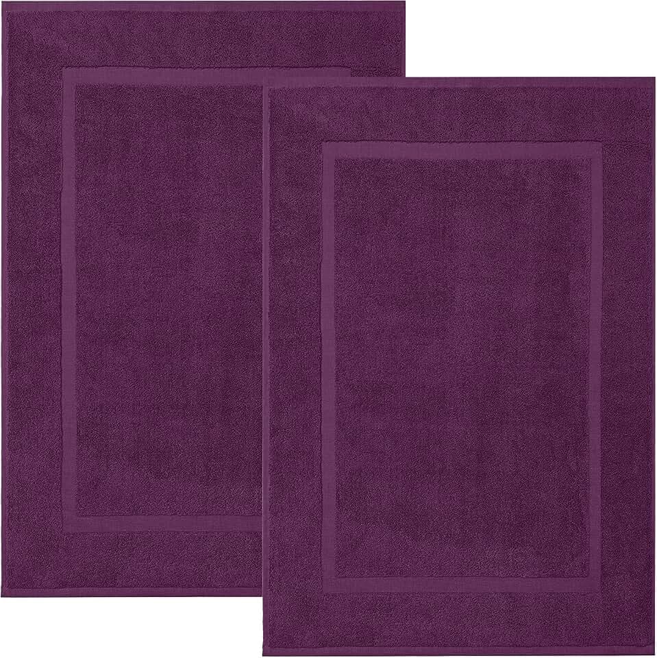 RIVERSIDE 2 Pack Cotton Bath Mats, 21 x 34 Inches, 800 GSM, Purple Passion