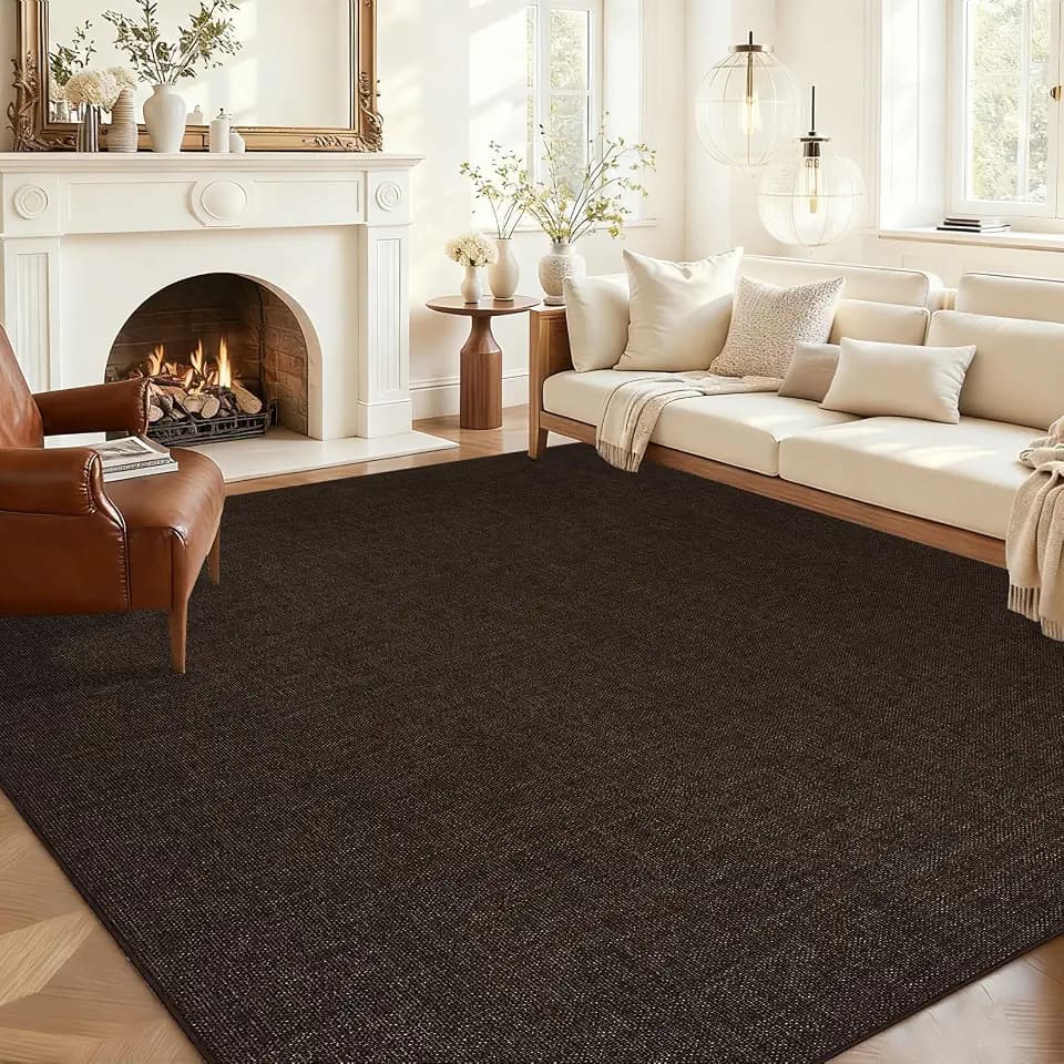 8x10 Washable Non-Slip Textured Area Rug Red Brown