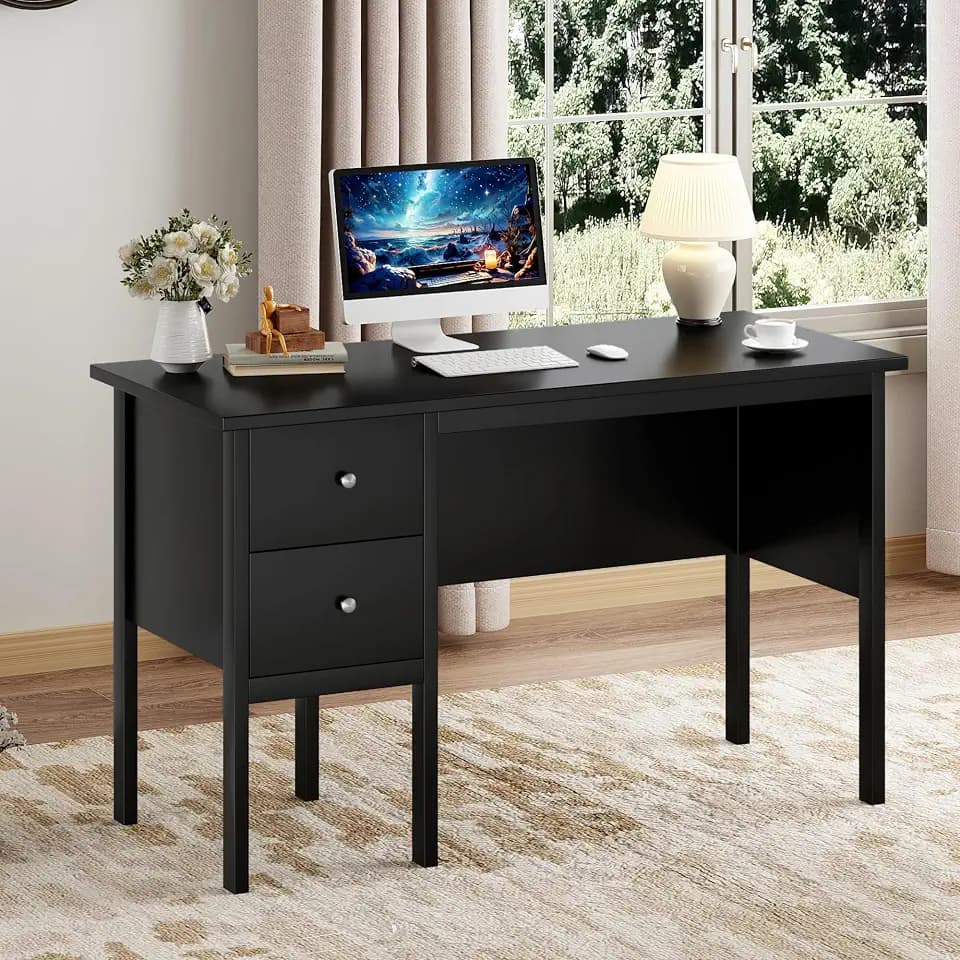 BHG 43.3" Computer Desk with Drawers for Home Office,Black