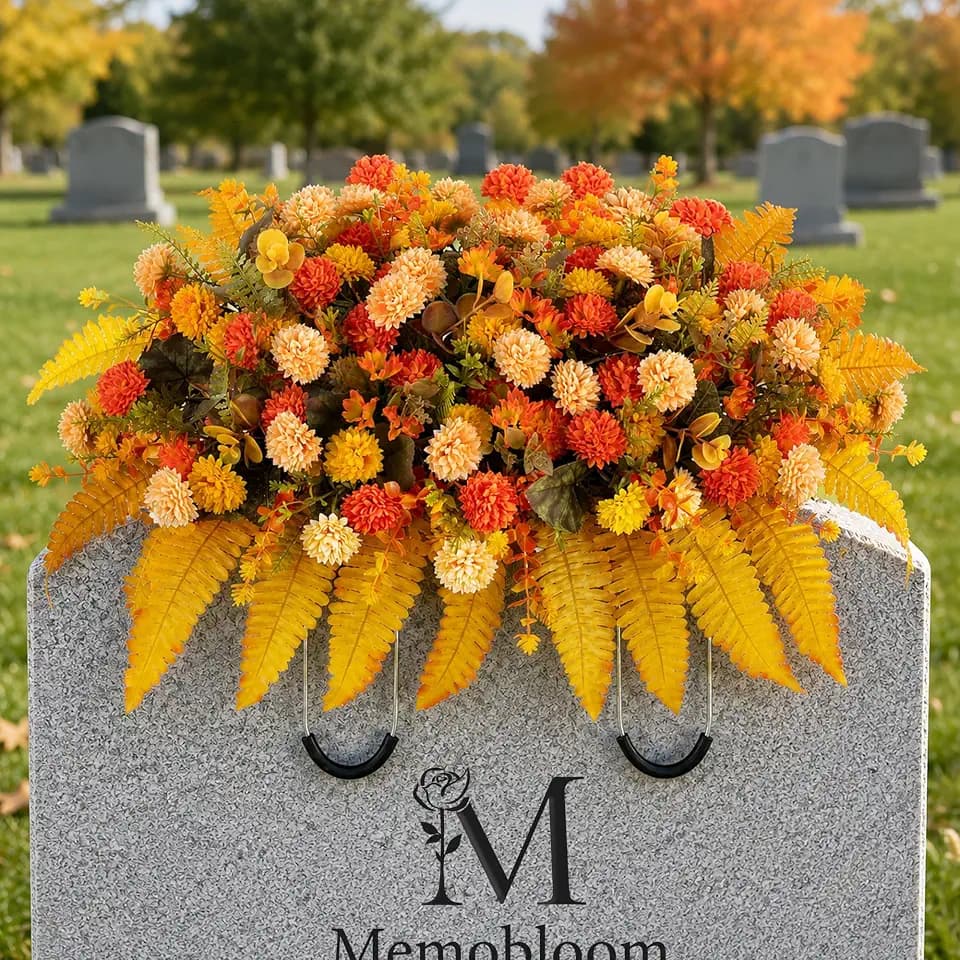 Fall Flowers for Cemetery Decorations: Headstone Flower Saddle