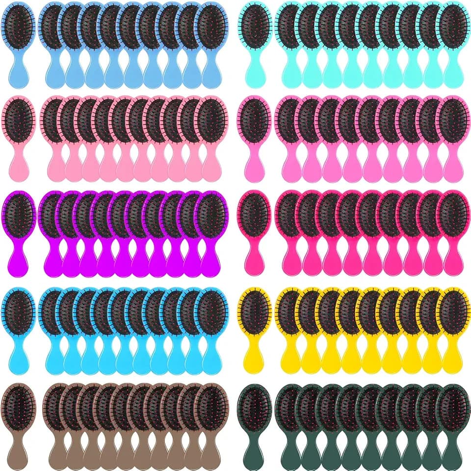 Nuenen 100 Pack Mini Hair Brush Bulk for Kids Women, Multicolor