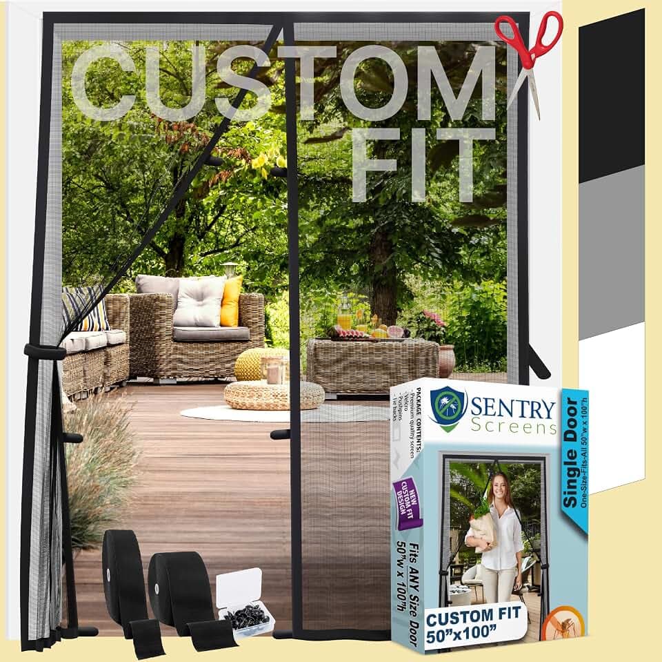 Heavy Duty Magnetic Screen - Front/Back Door Fiberglass Mesh - Self-Closing