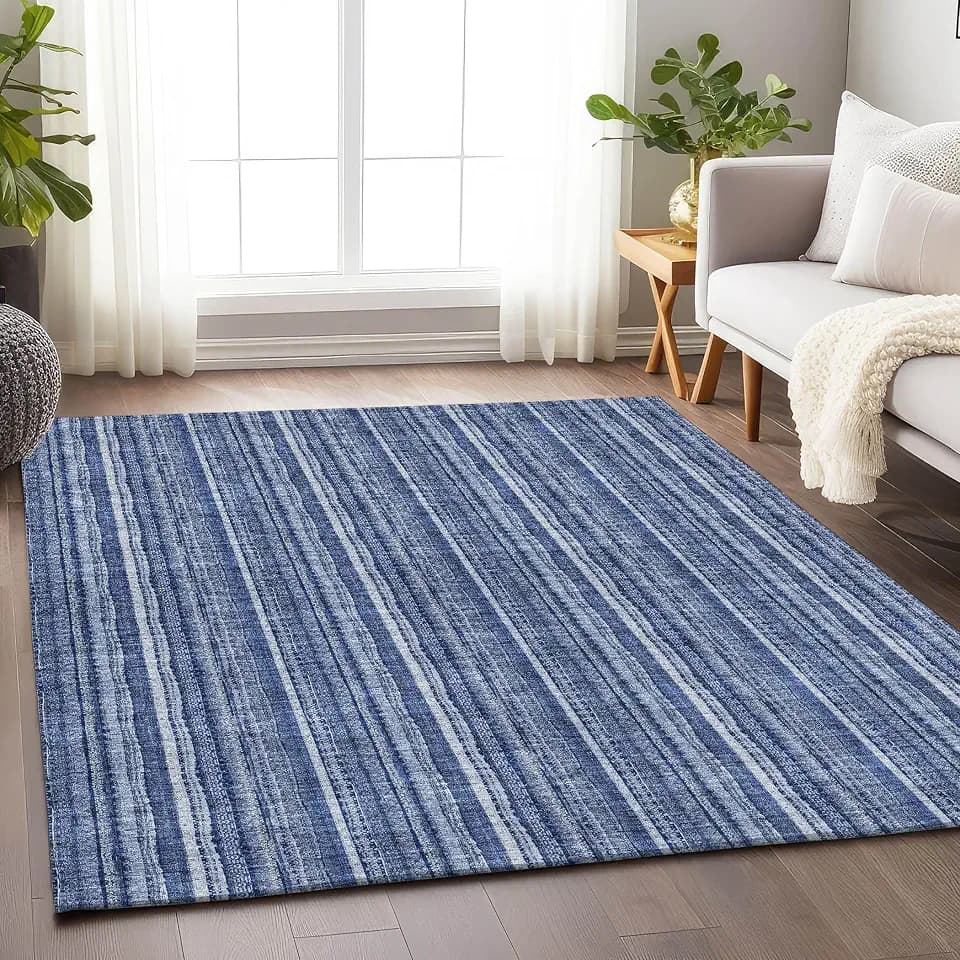 Addison Rugs Mayfield AMF982 Denim 3' x 5' Indoor Premium Machine Washable Rug, Silky Soft, Easy Clean, Non Shedding, Bedroom, Living Room, Dining Room, Kitchen, Rug